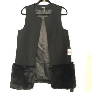 DKNY Vest with Faux Fur
